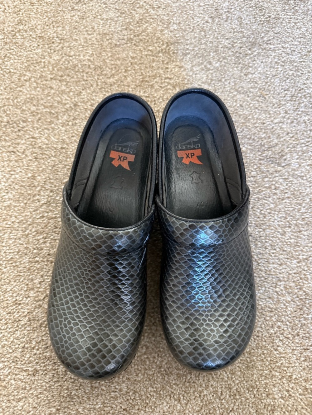 Dansko Black Snake-Print Slip-On Clogs